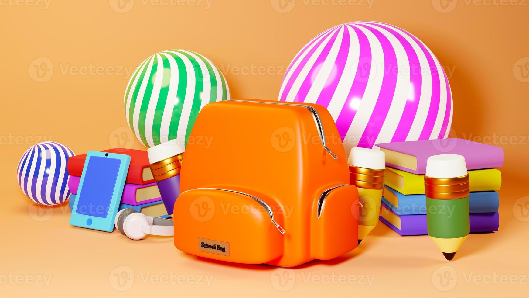 Rendu 3D de fournitures scolaires photo