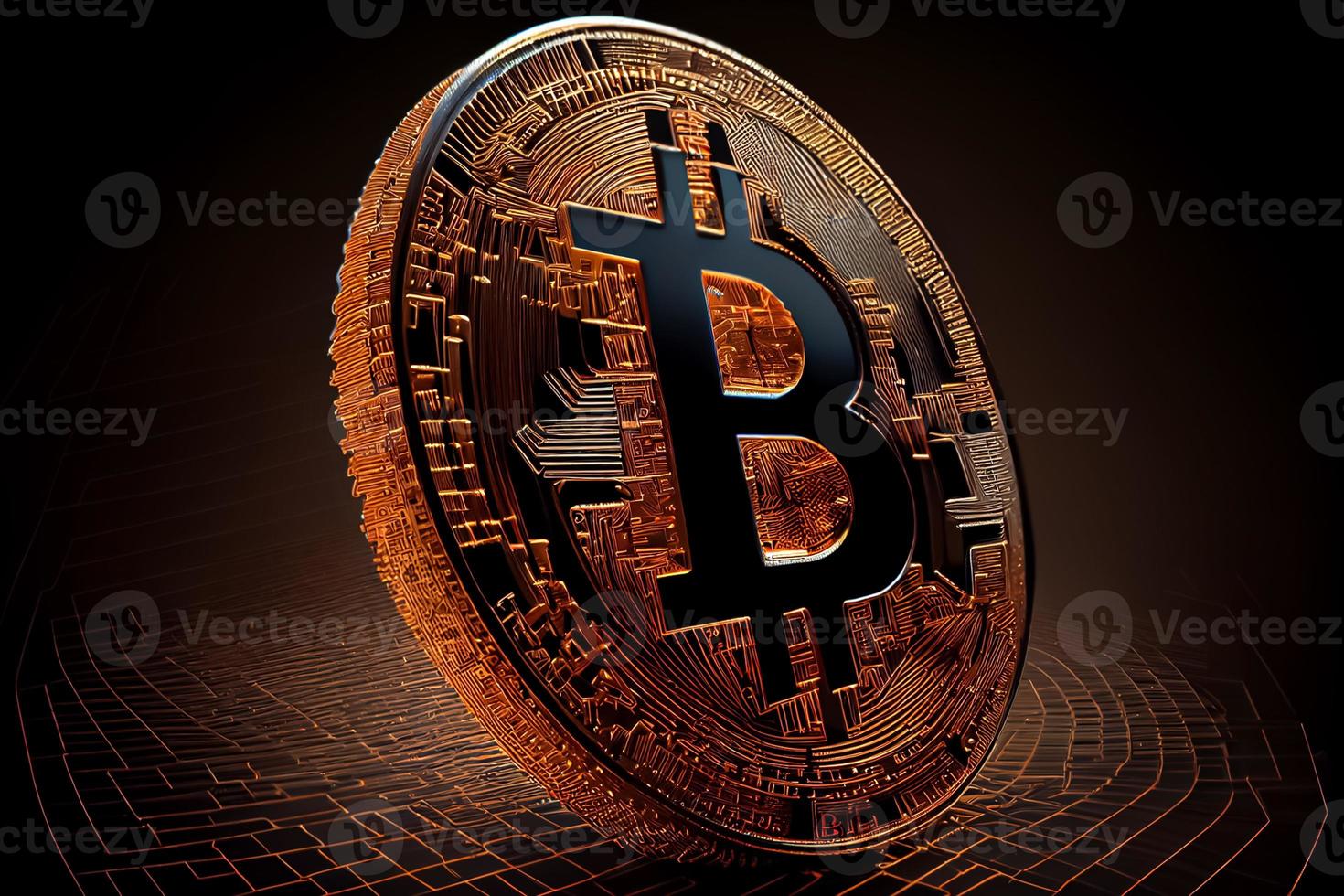 d'or bitcoins, conceptuel image pour crypto monnaie, or bitcoin symbole 3d et des illustrations photo