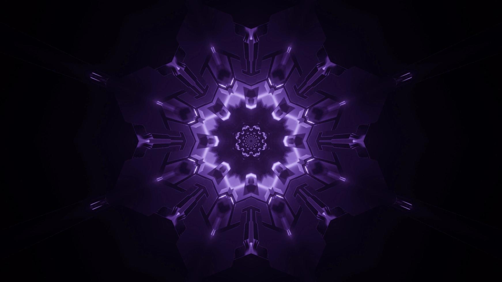 lumières et formes violettes et blanches kaléidoscope 3d illustration pour le fond ou le papier peint photo