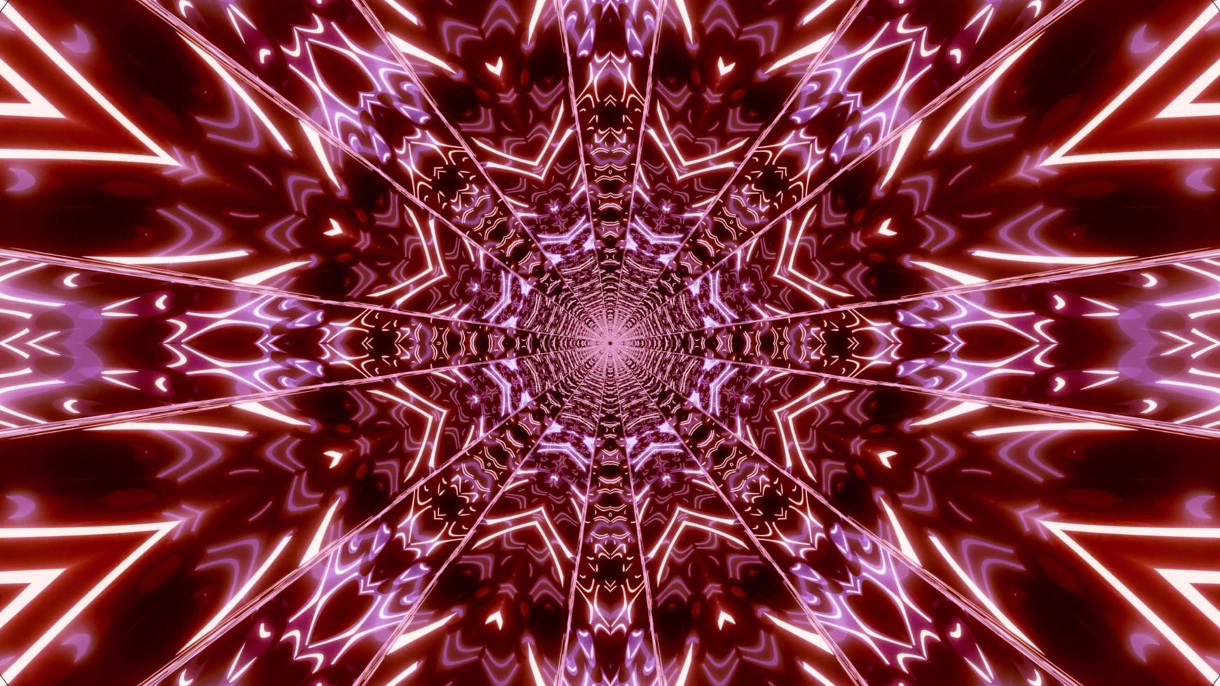 lumières colorées et formes kaléidoscope illustration 3d pour fond ou papier peint photo