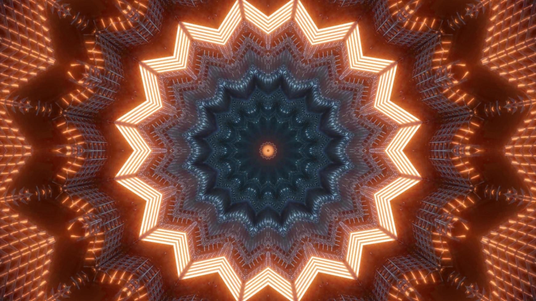 lumières colorées et formes kaléidoscope illustration 3d pour fond ou papier peint photo