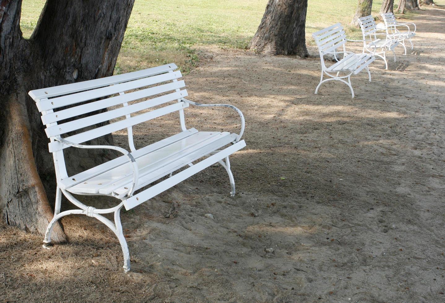 bancs blancs à l'extérieur photo