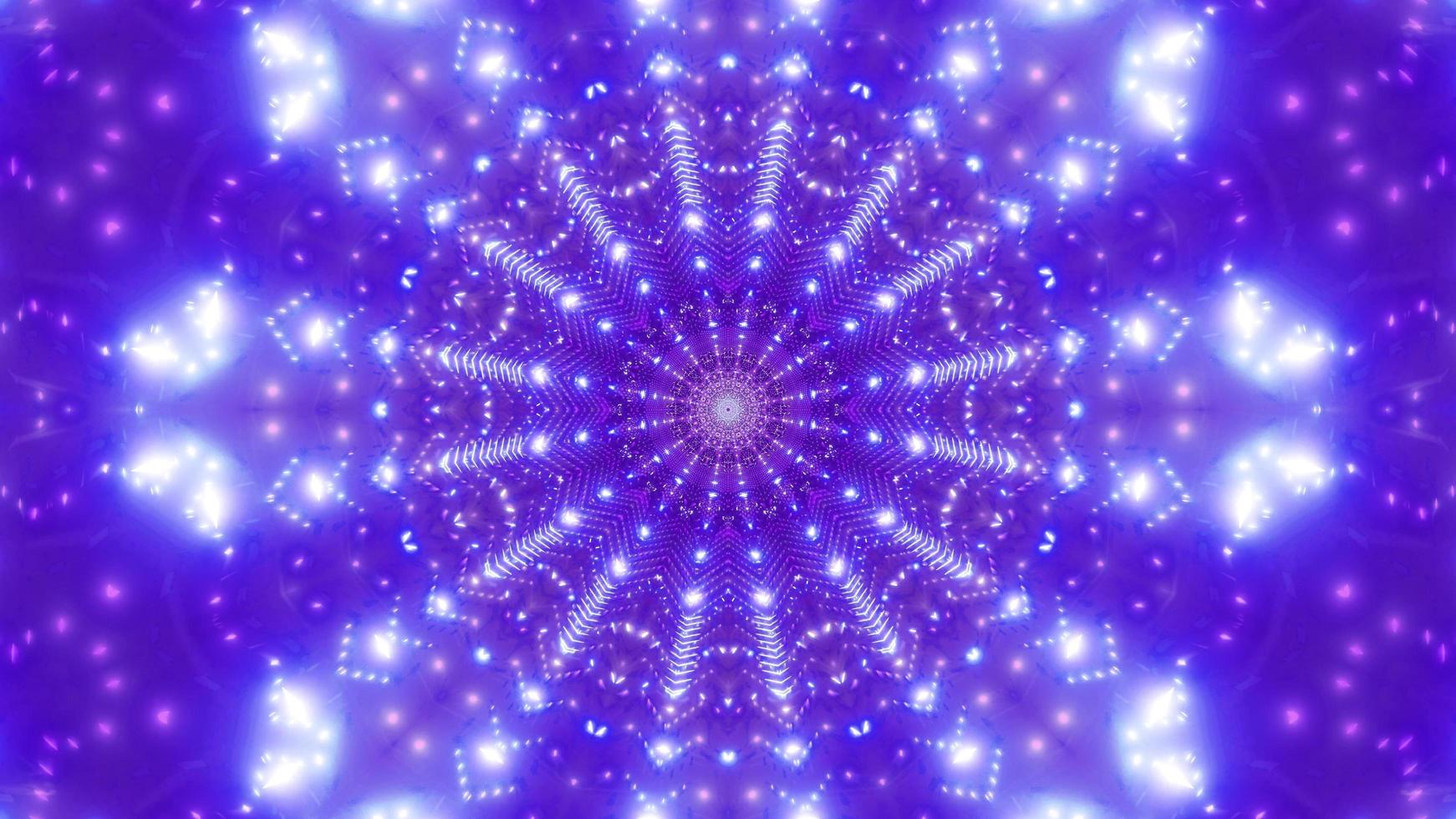 lumière bleue, violette et blanche et formes illustration 3d kaléidoscope pour le fond ou le papier peint photo