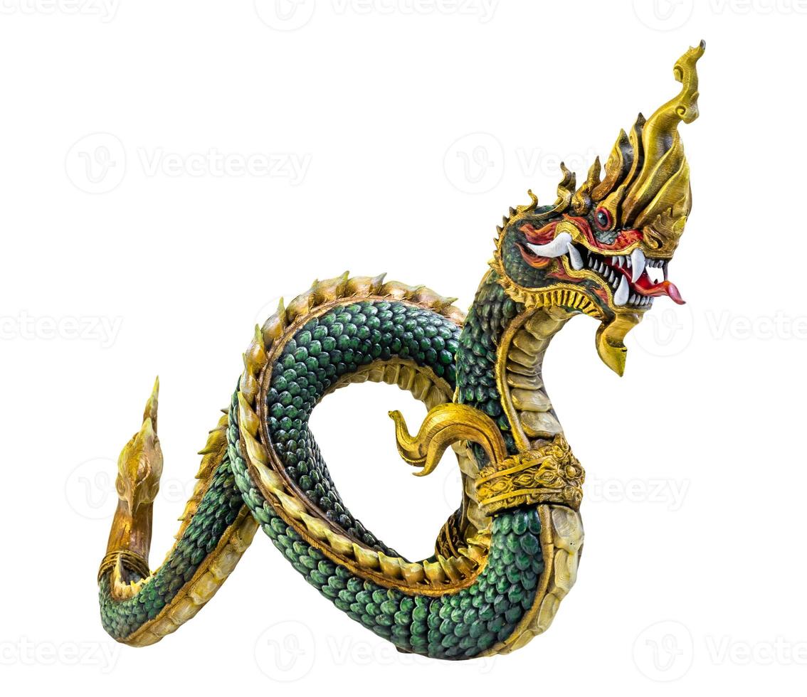 roi de naga, naka thaïlande dragon ou roi serpent sur fond blanc photo