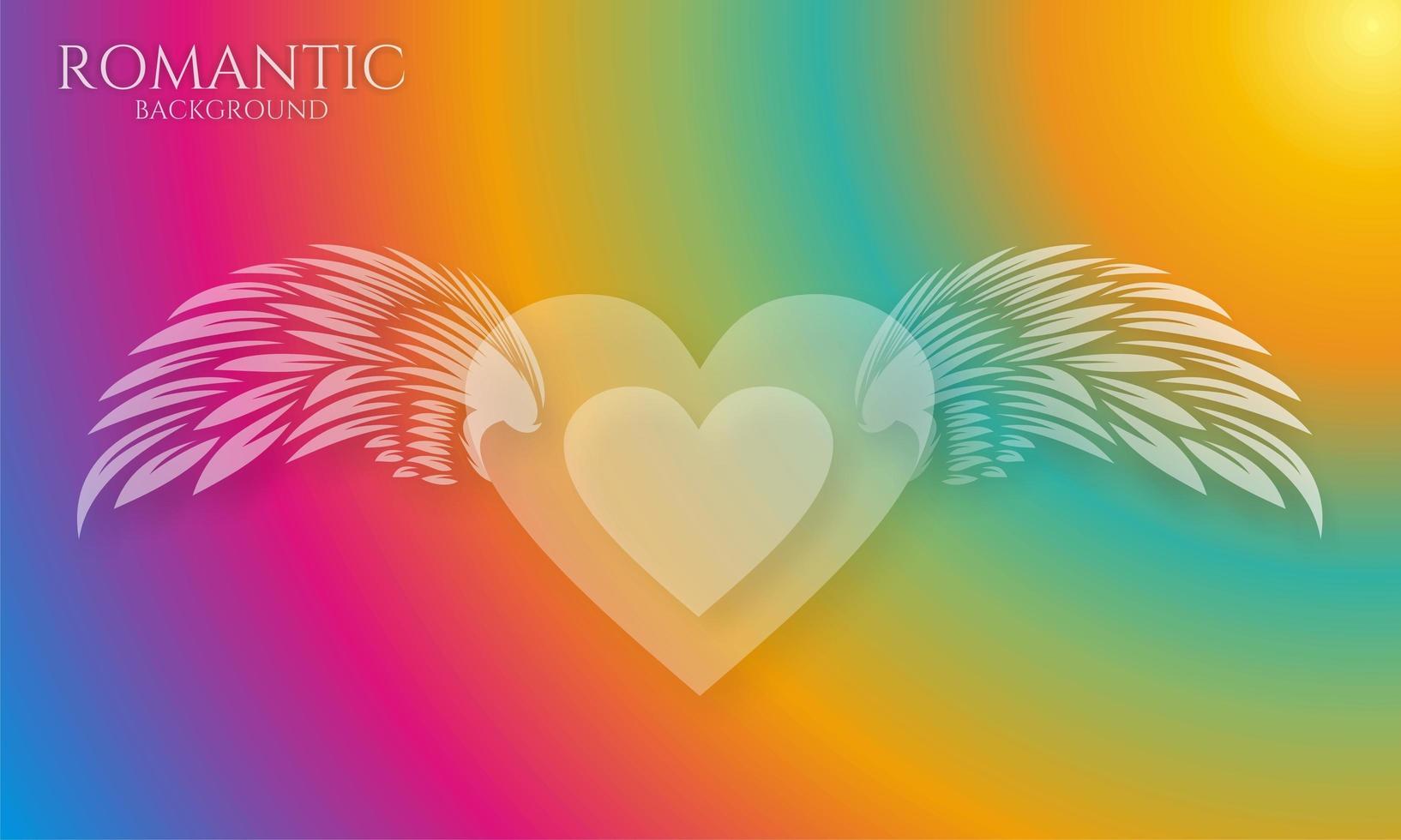 romantique Contexte conception modèle avec plume et cœur dans arc en ciel Couleur photo