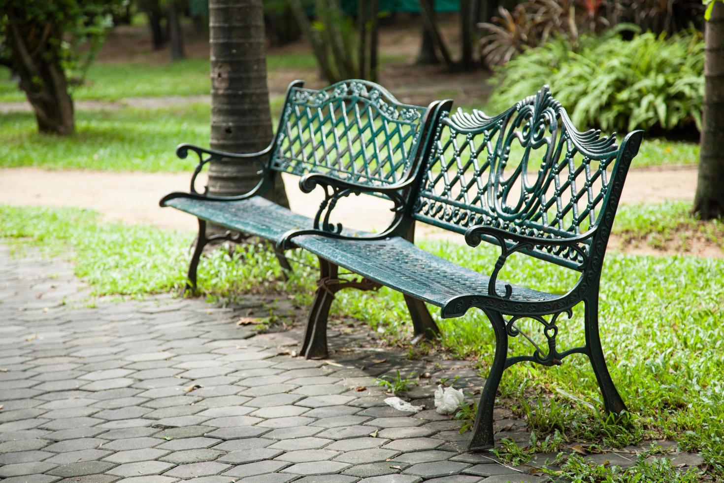 deux bancs dans le parc photo