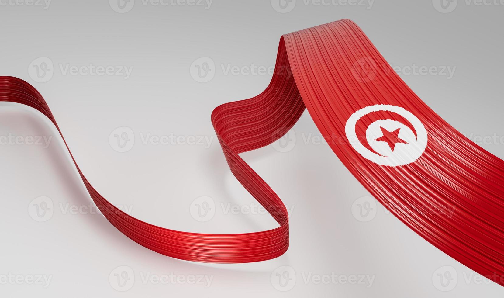 Tunisie drapeau ruban illustration sur une blanc isolé Contexte 3d illustration photo