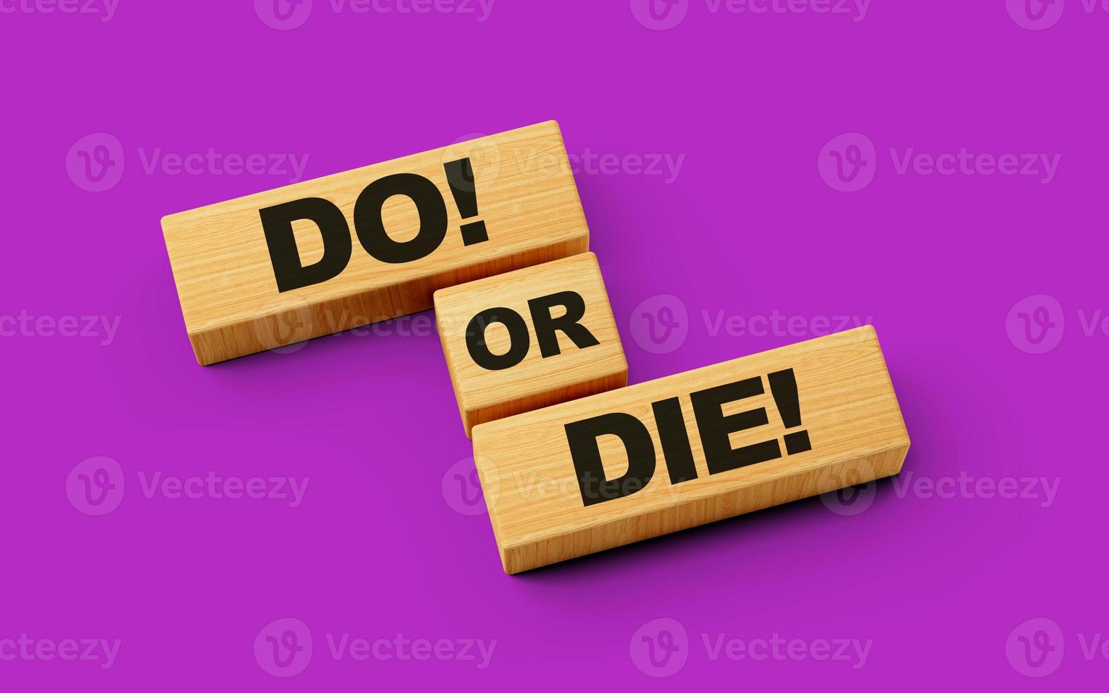 en bois blocs faire ou mourir symbole mot isolé Contexte 3d illustration photo