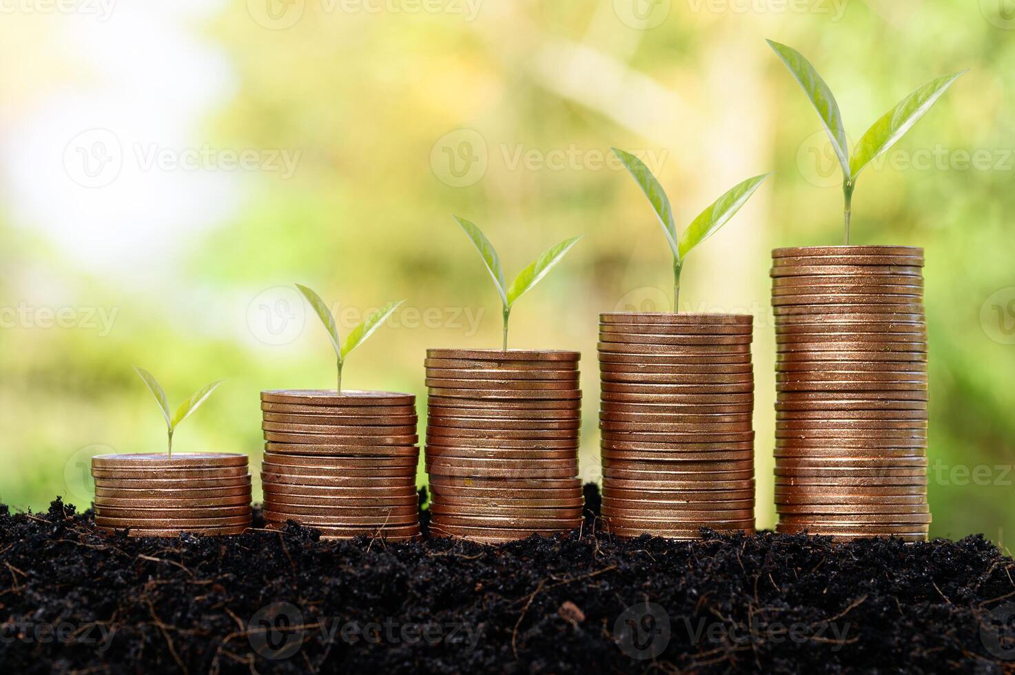 pile de pièces d'argent, concept d'investissement photo