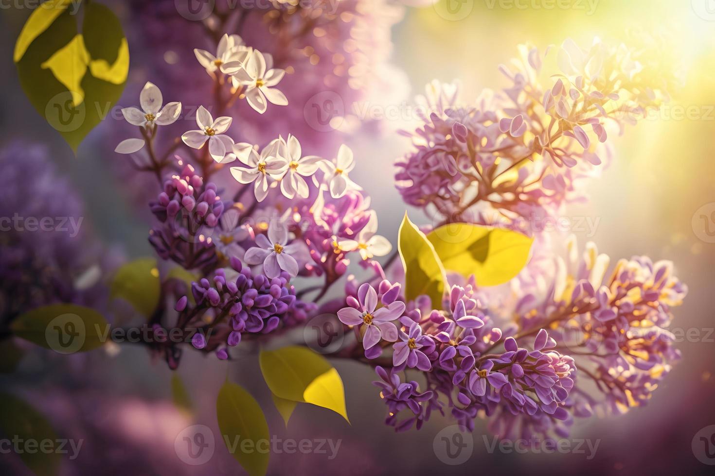 lilas fleurs printemps fleurir, ensoleillé journée lumière bokeh Contexte photo