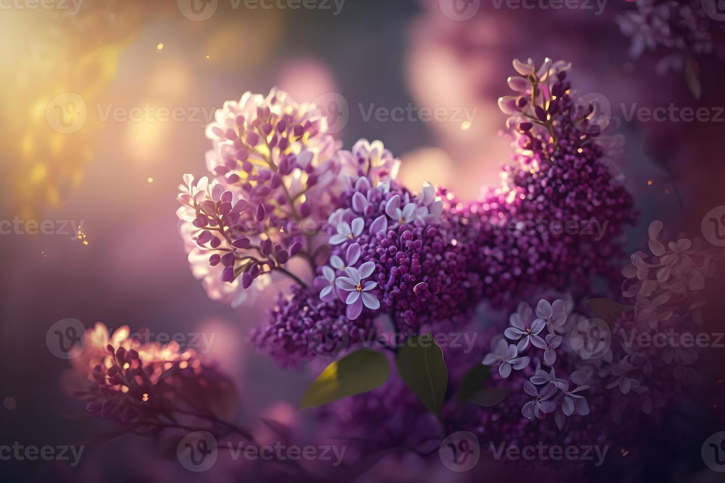 lilas fleurs printemps fleurir, ensoleillé journée lumière bokeh Contexte photo