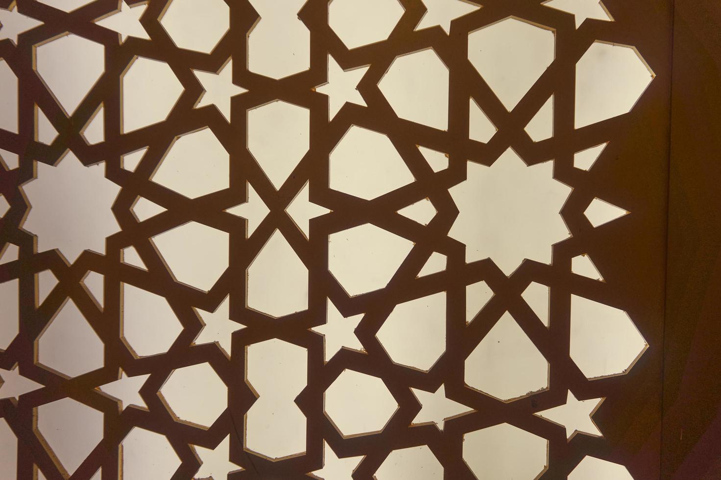 silhouette de laser Couper modèle panneau avec marron lumière. arabe ornemental panneau ensemble. silhouette ou contre-jour ornement pour Contexte. photo