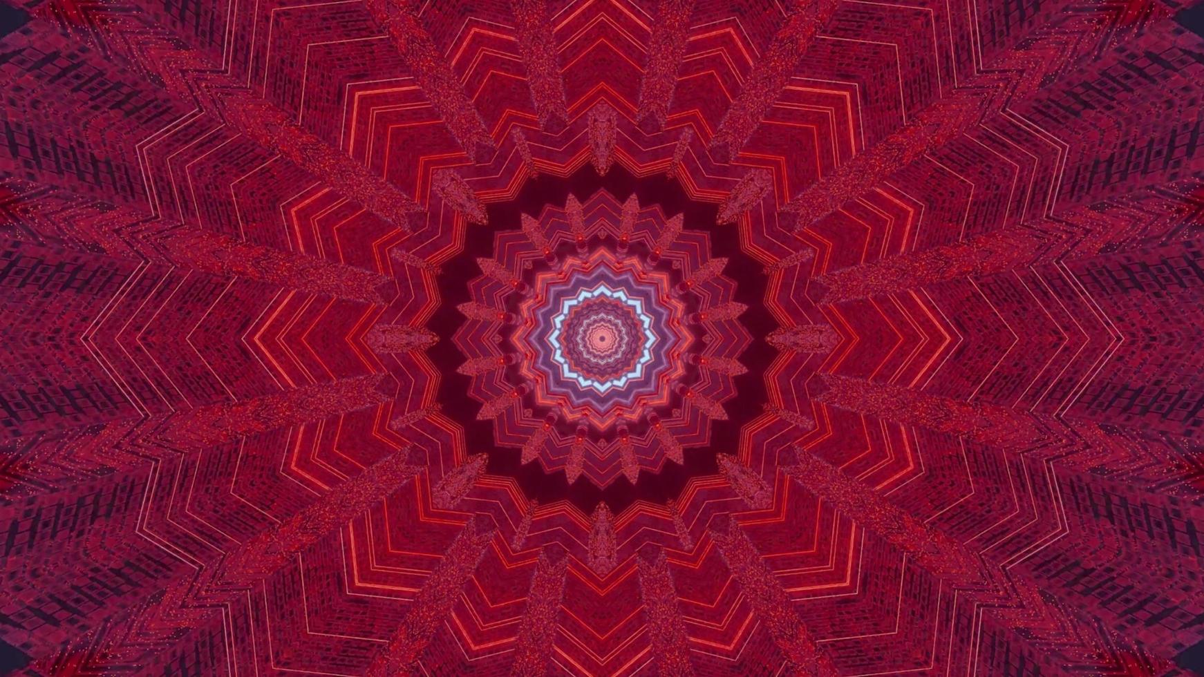 Illustration de conception kaléidoscope 3d floral rouge, bleu et violet pour le fond ou la texture photo