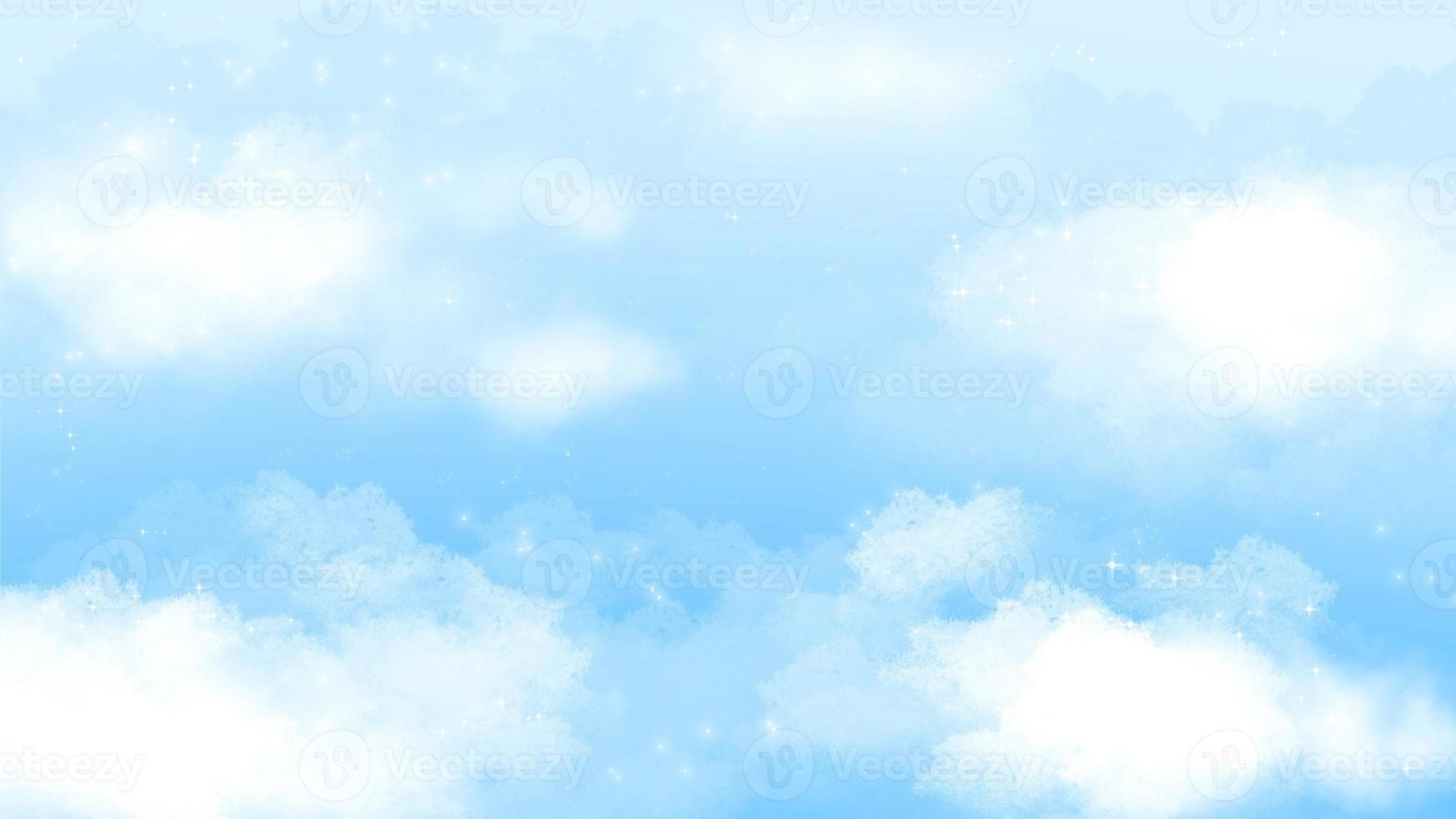 mignonne bleu ciel avec des nuages et peu étoile main tiré Contexte photo
