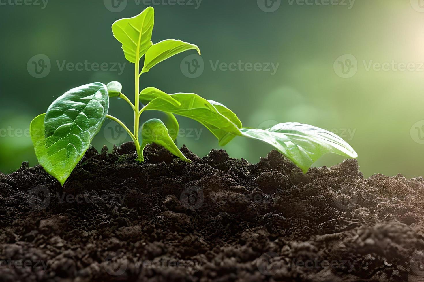 Jeune légume intérieur croissance à le sol et certains négatif espace. photo