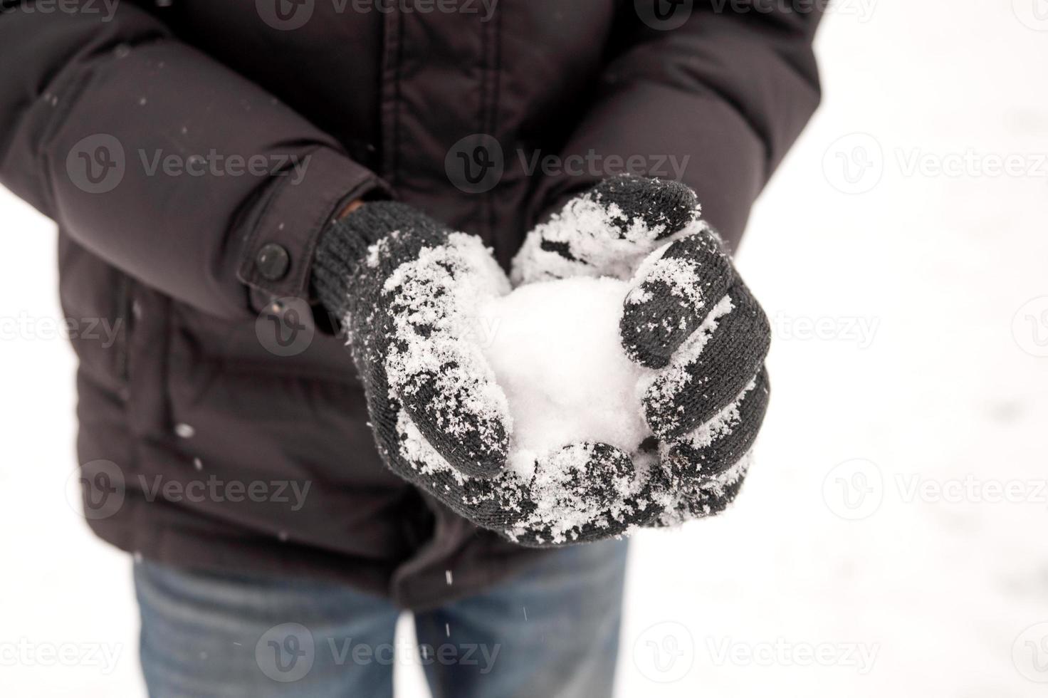 fabrication boules de neige avec gants photo