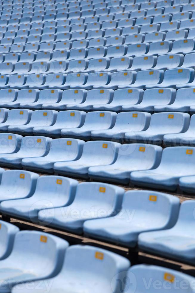 Détail gros plan des sièges du stade bleu photo