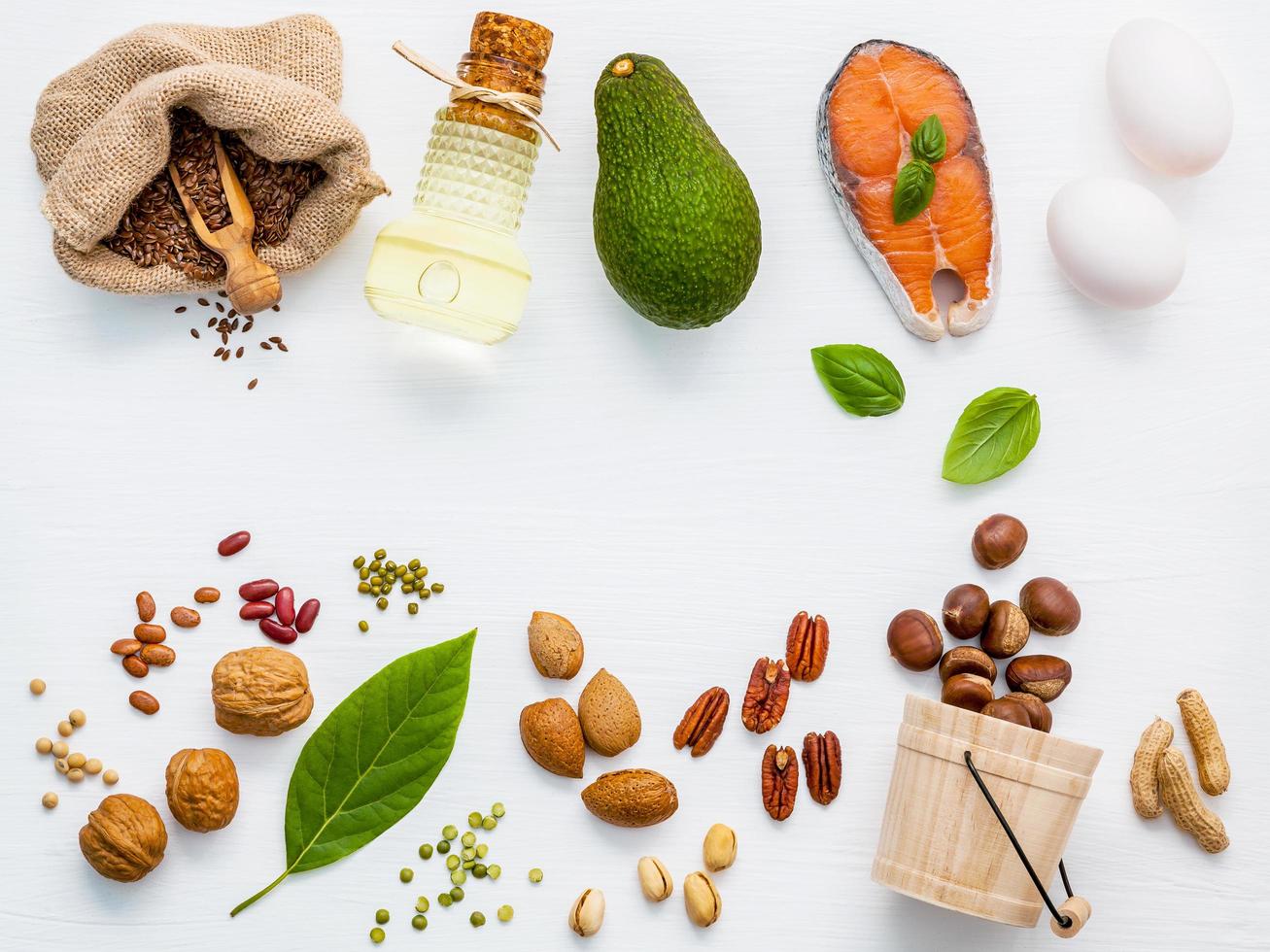 vue de dessus des aliments gras insaturés photo