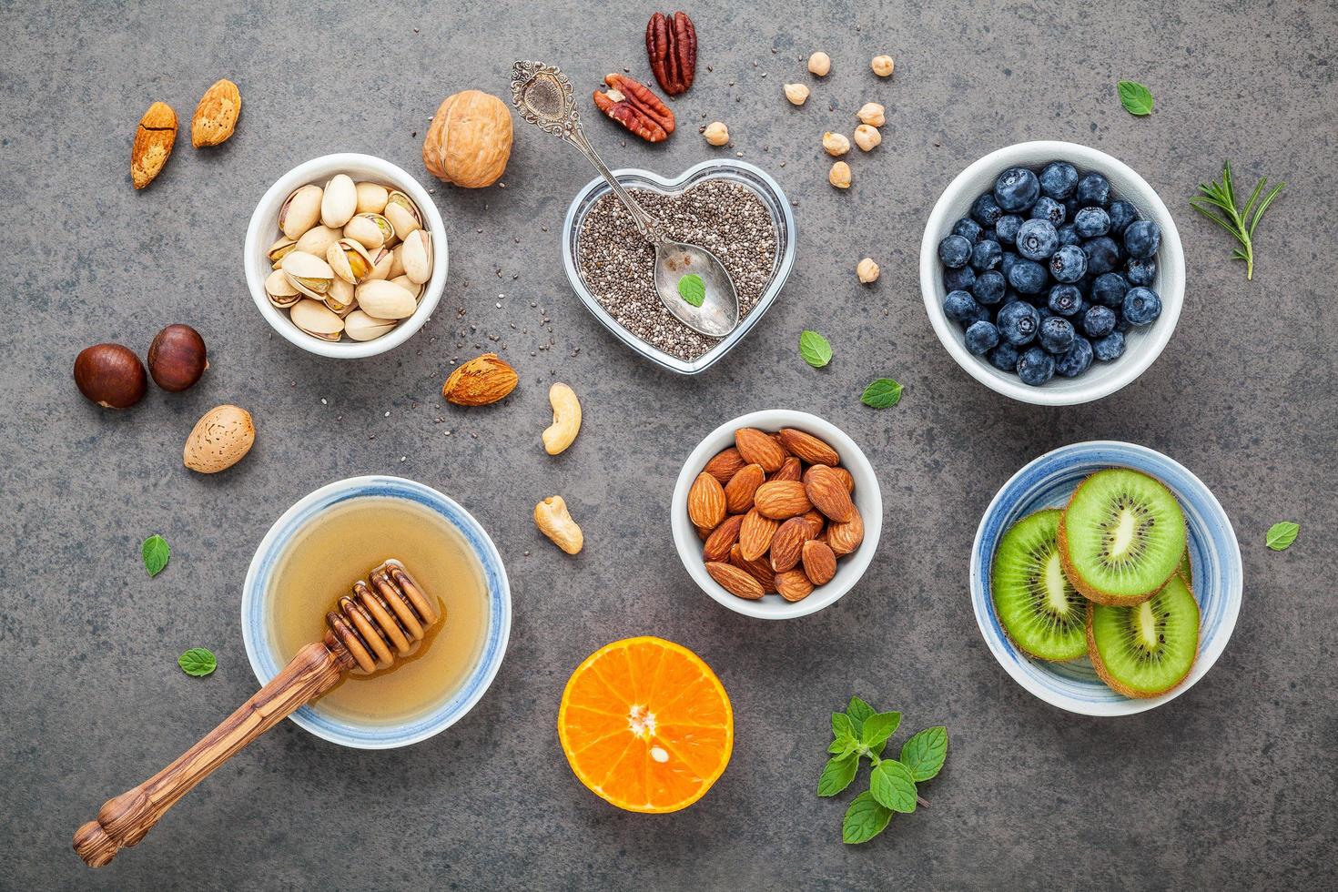 vue de dessus du petit déjeuner frais photo