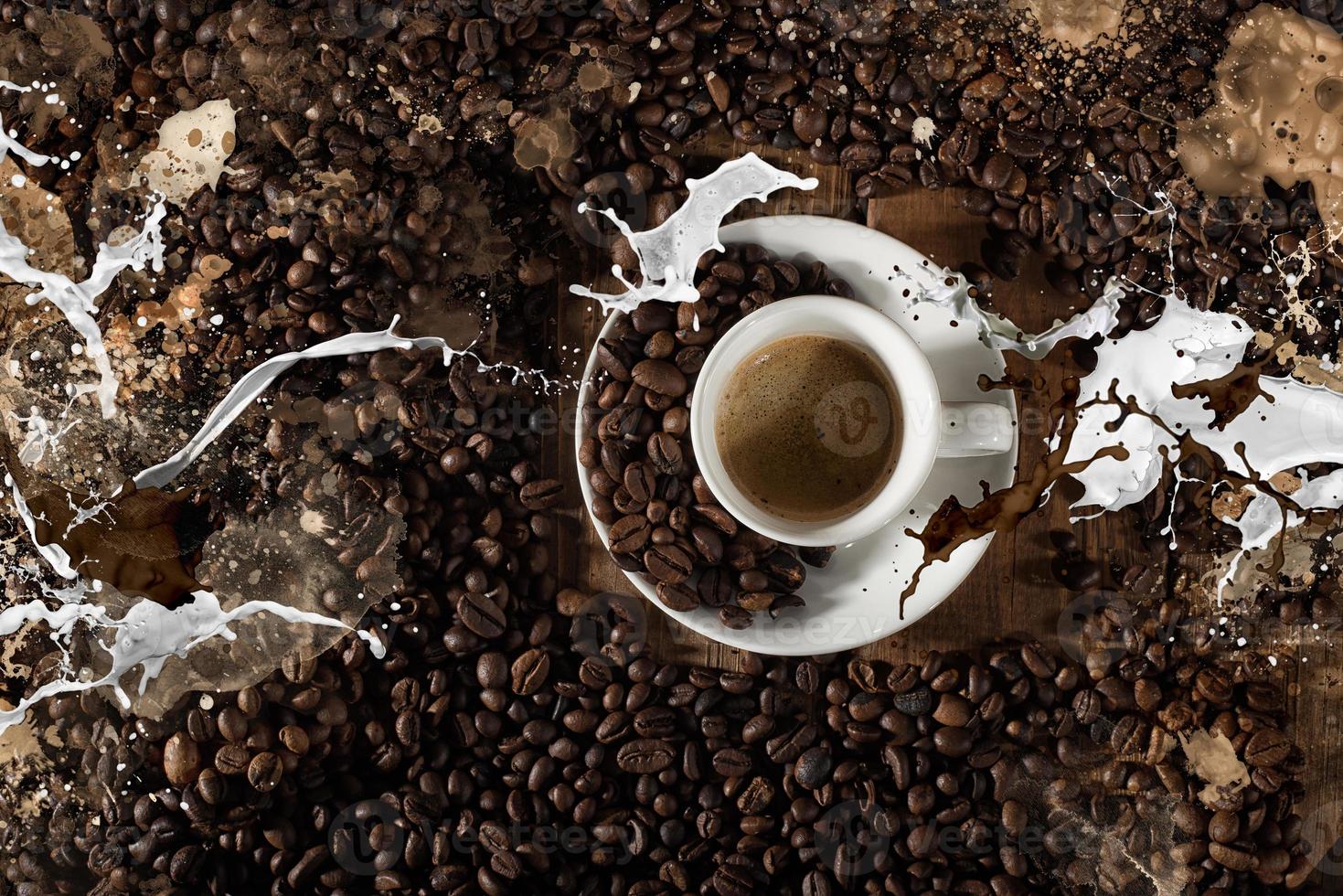 Contexte de tasse de café avec Lait photo