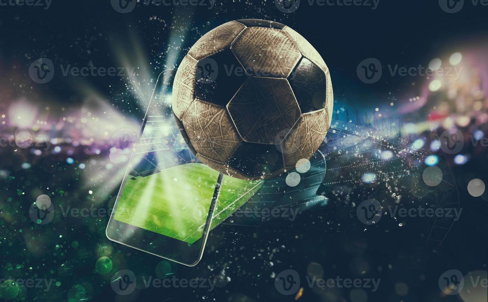 regarder une vivre des sports un événement sur votre mobile appareil. pari sur Football allumettes photo