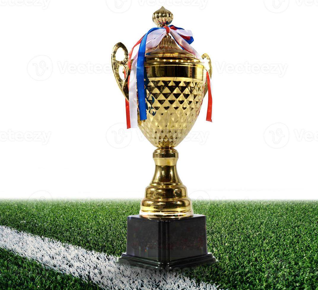 d'or football trophée dans une Football champ photo