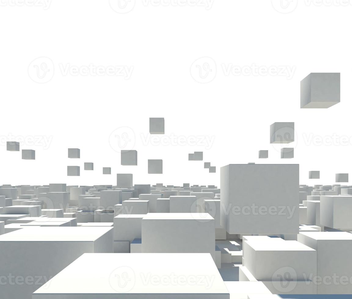 image de abstrait futuriste abstrait Contexte avec blanc cubes. 3d le rendu photo