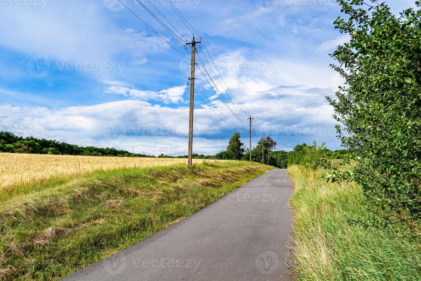 belle route goudronnée vide en campagne sur fond coloré photo