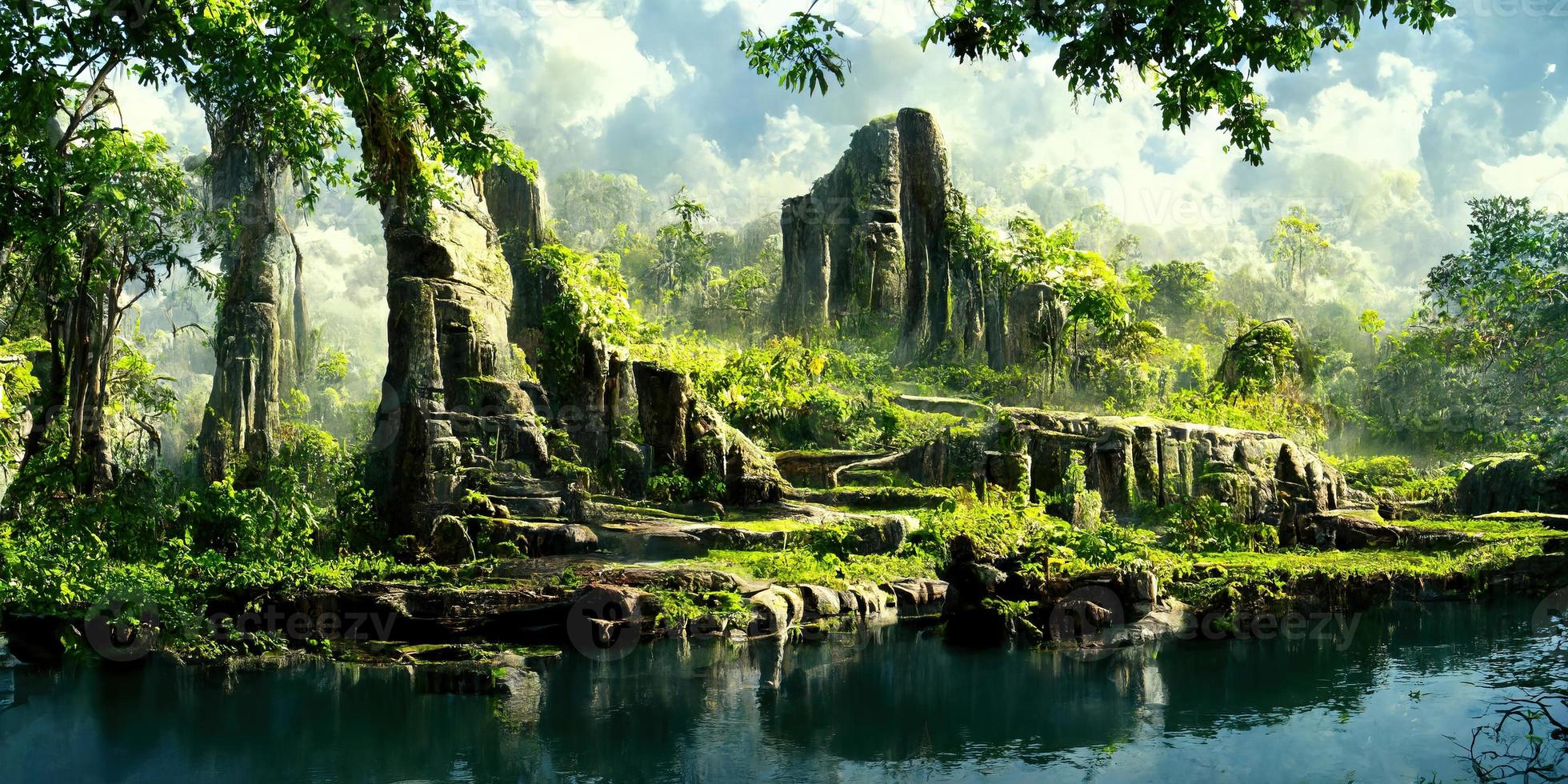 restes de un ancien civilisation dans le mystique jungle illustration photo