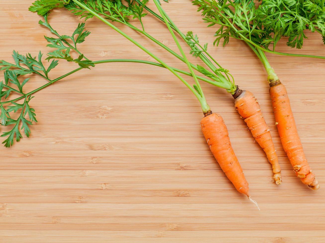 carottes sur fond de bois photo