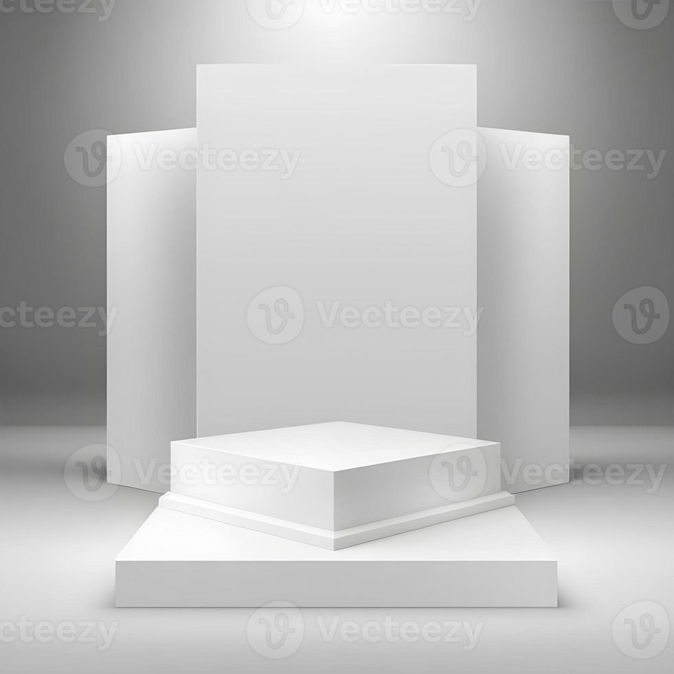 blanc podium sur 3d Contexte étape Plate-forme avec Vide produit afficher photo