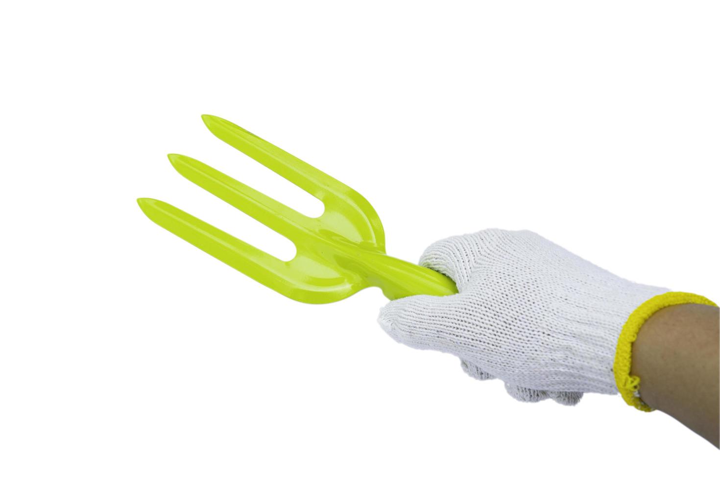 outils de jardinage vert sur fond blanc photo