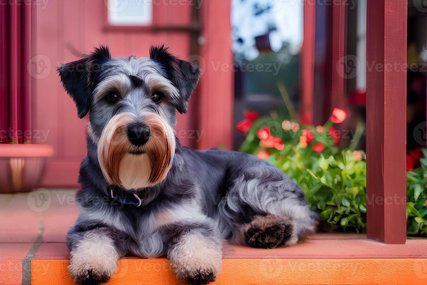 une chien avec une maison dans le Contexte photo