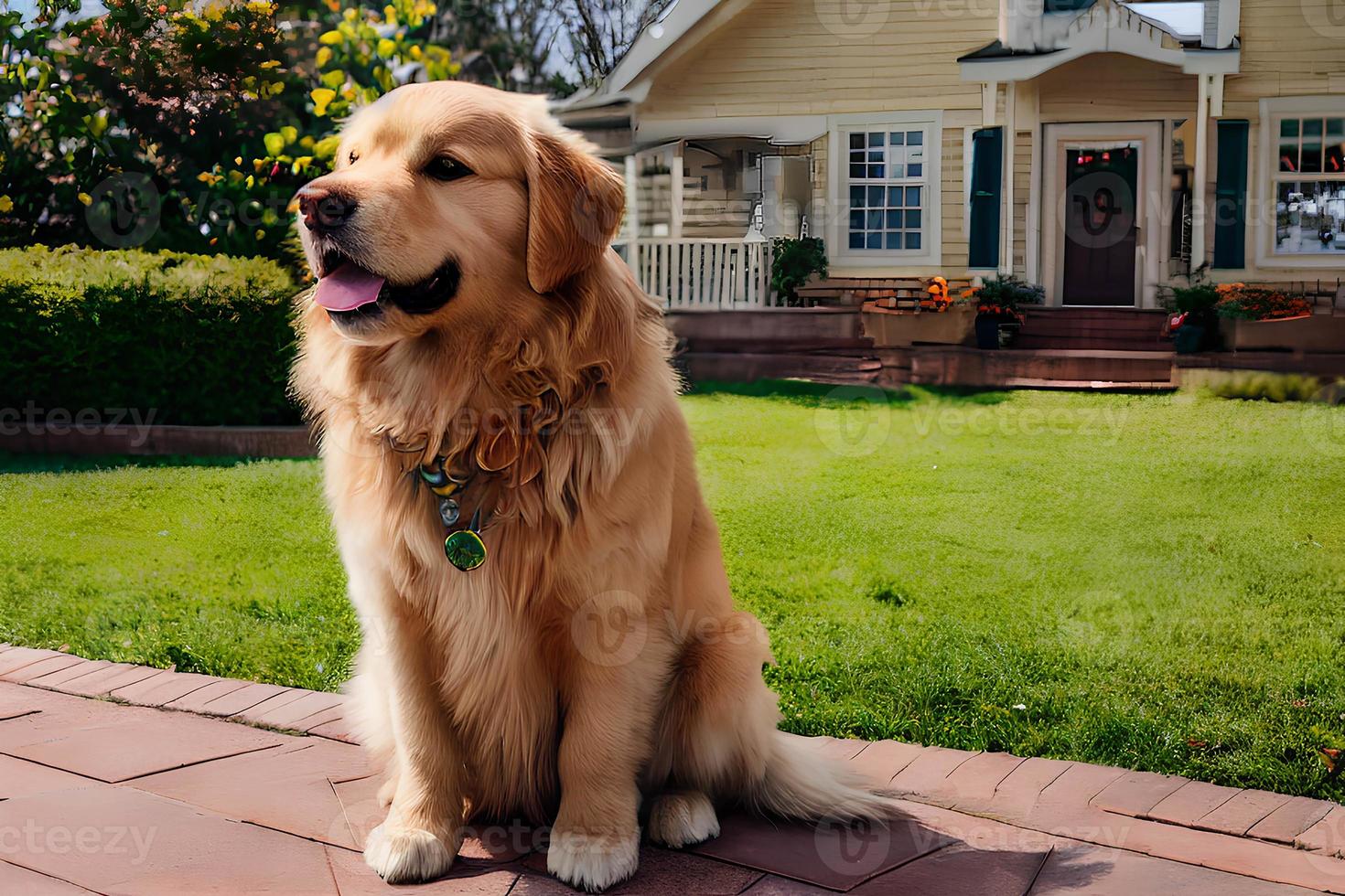 une chien avec une maison dans le Contexte photo