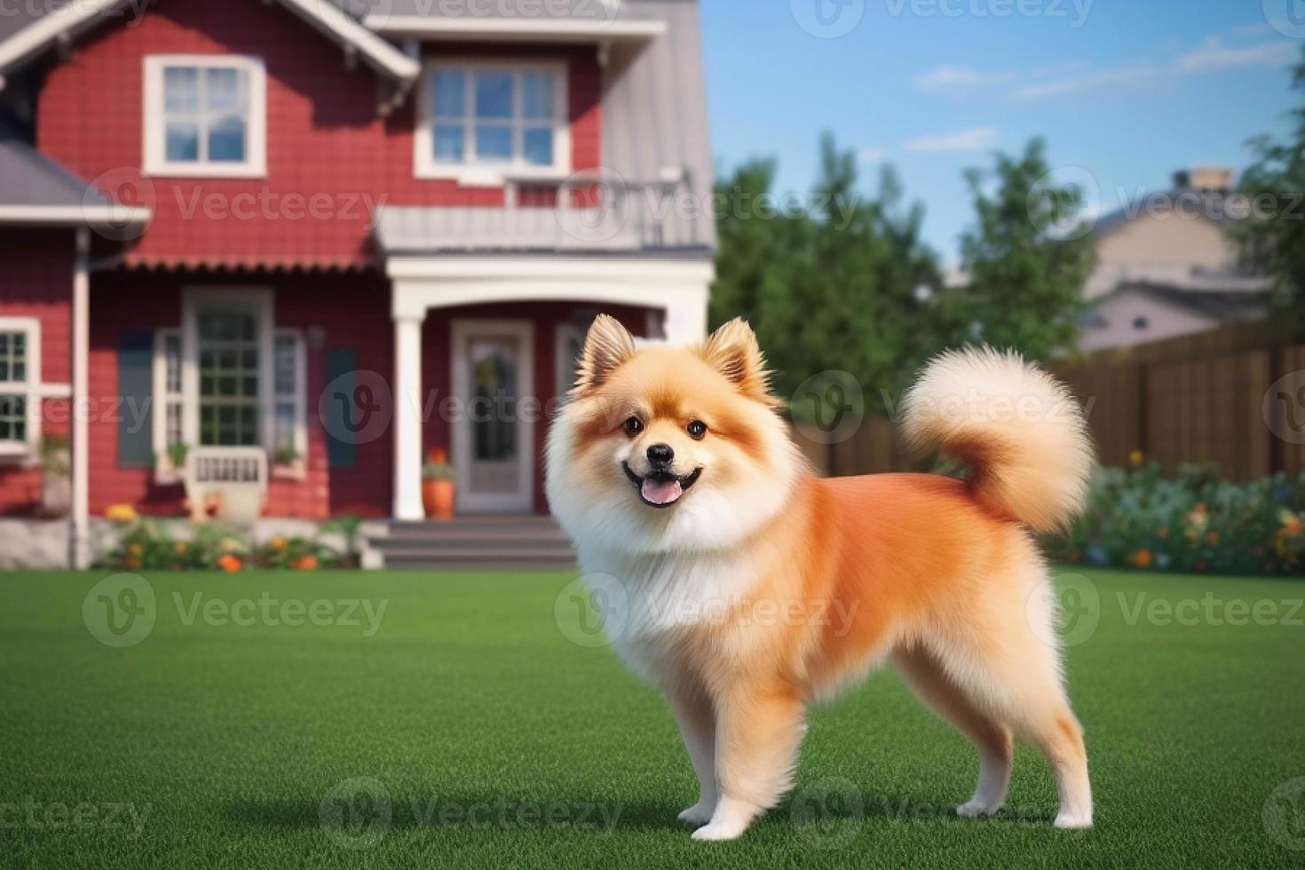 une chien avec une maison dans le Contexte photo