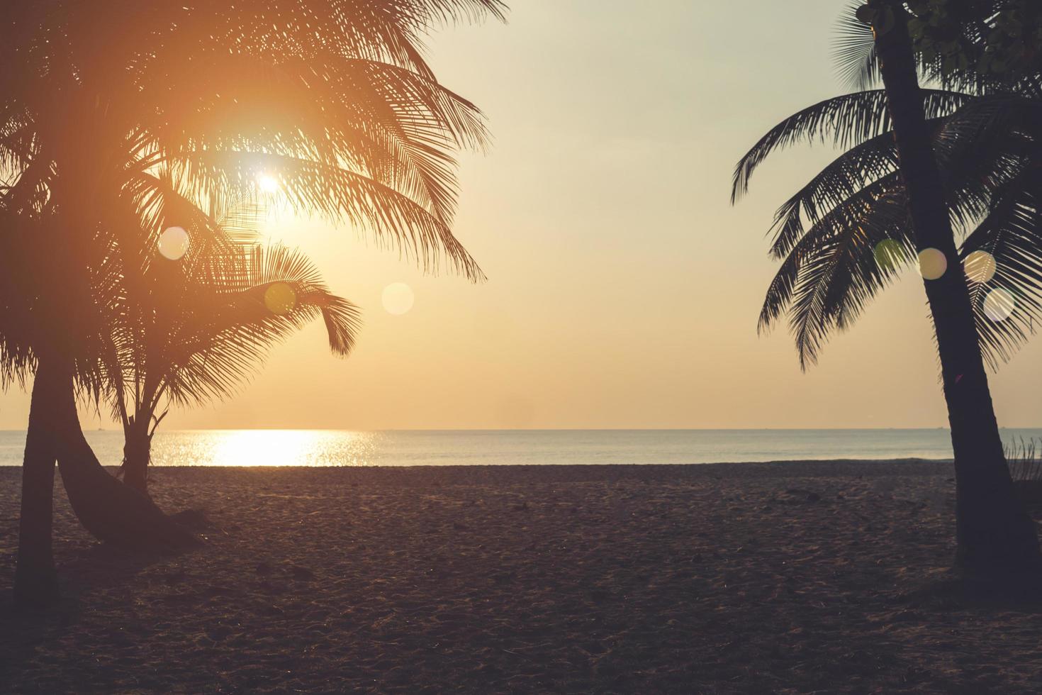 coucher de soleil sur la plage de la nature tropicale photo