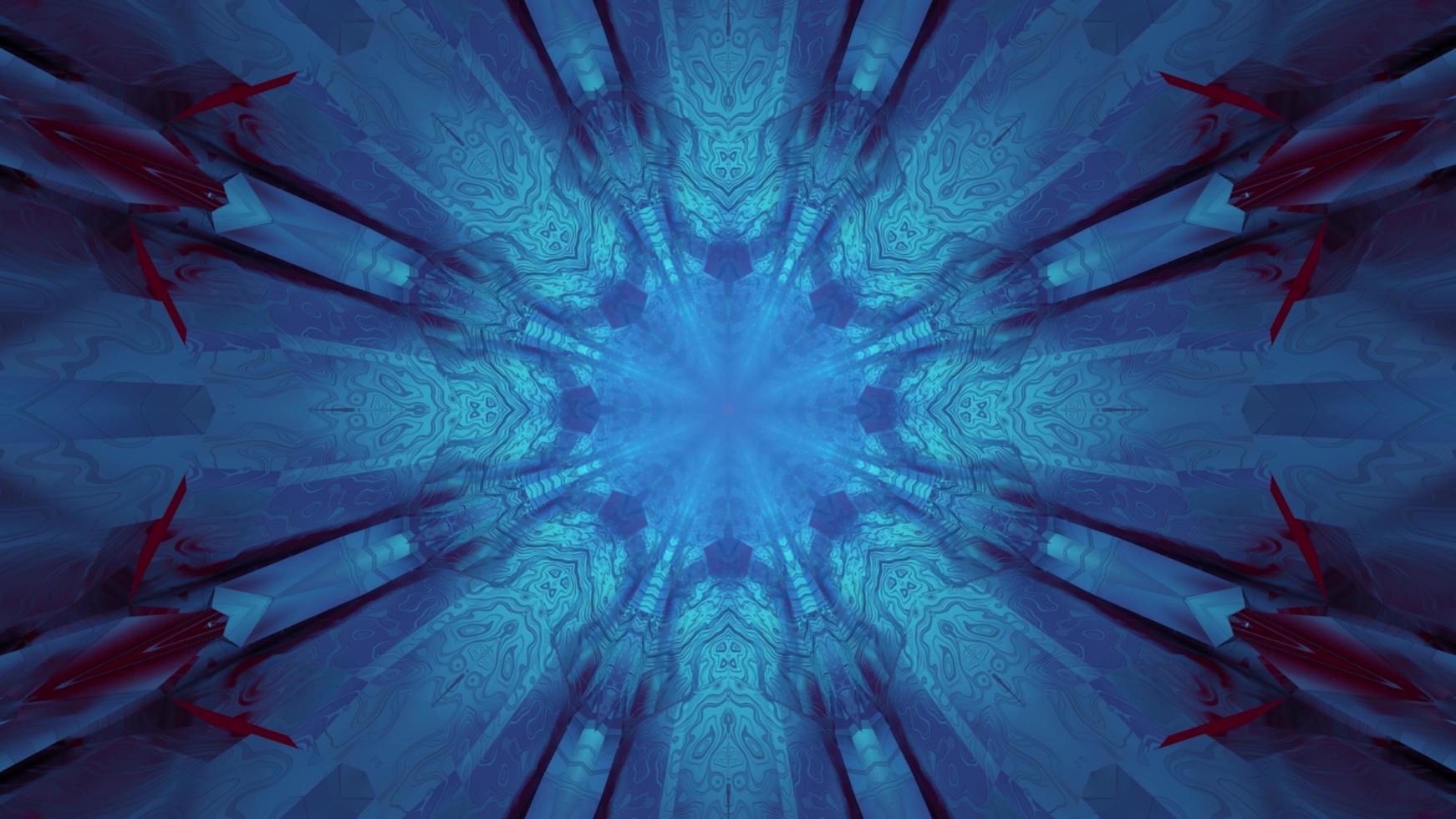 3d illustration du tunnel lumineux sombre de couleur bleue photo