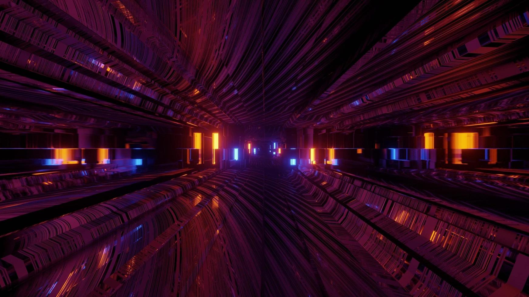 mouvement à travers le tunnel lumineux illustration 3d photo