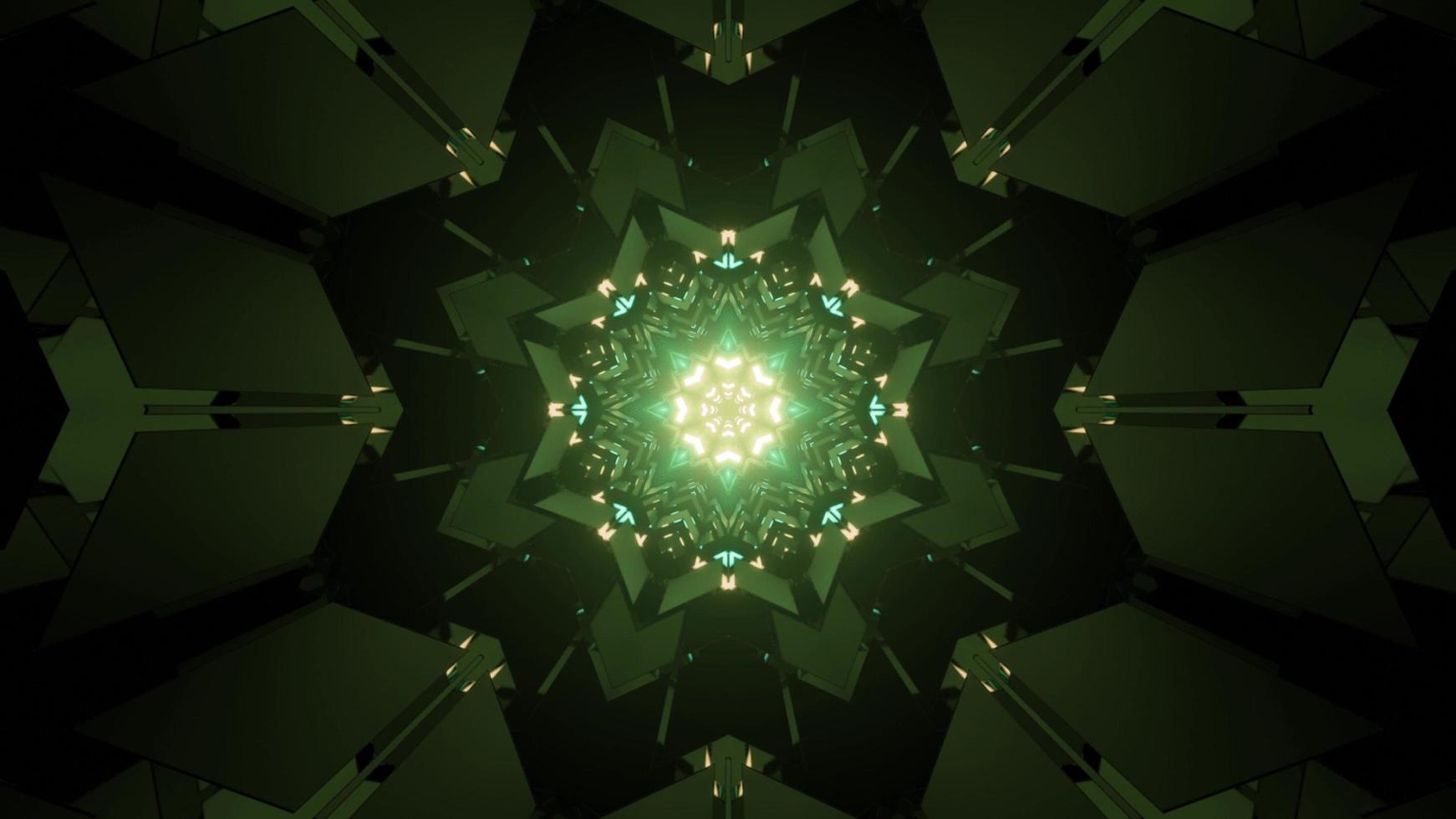 illustration 3d de fond kaléidoscope néon vert photo