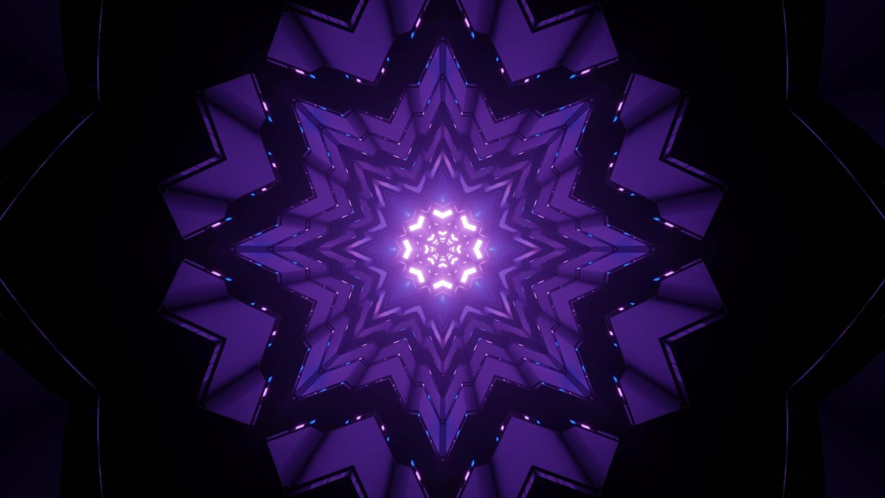 motif en forme de flocon de neige symétrique avec des lampes incandescentes en illustration 3d photo