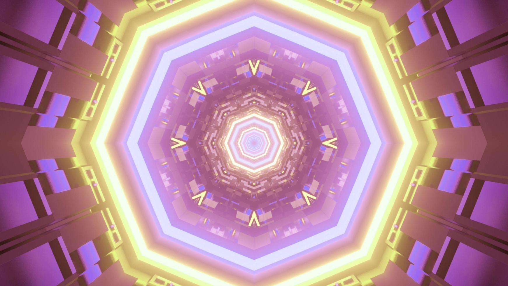 motif symétrique avec des lignes de néon en illustration 3d photo