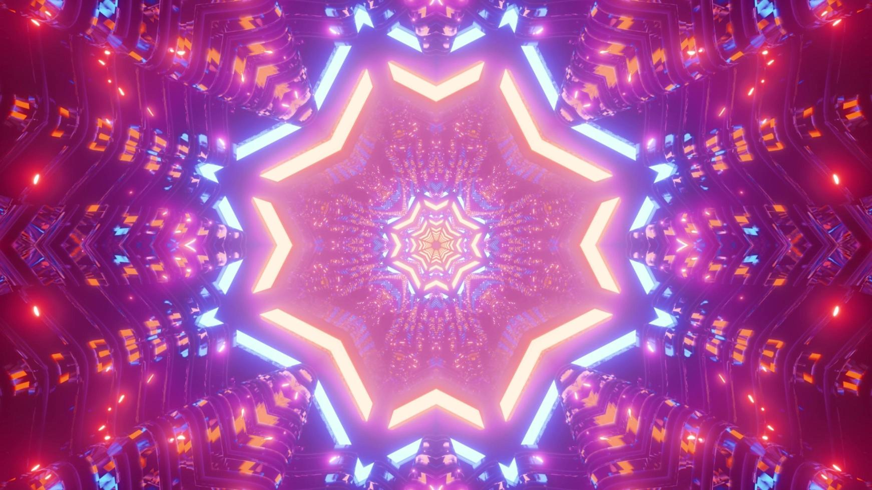 illustration 3d de tunnel en forme d'étoile colorée photo