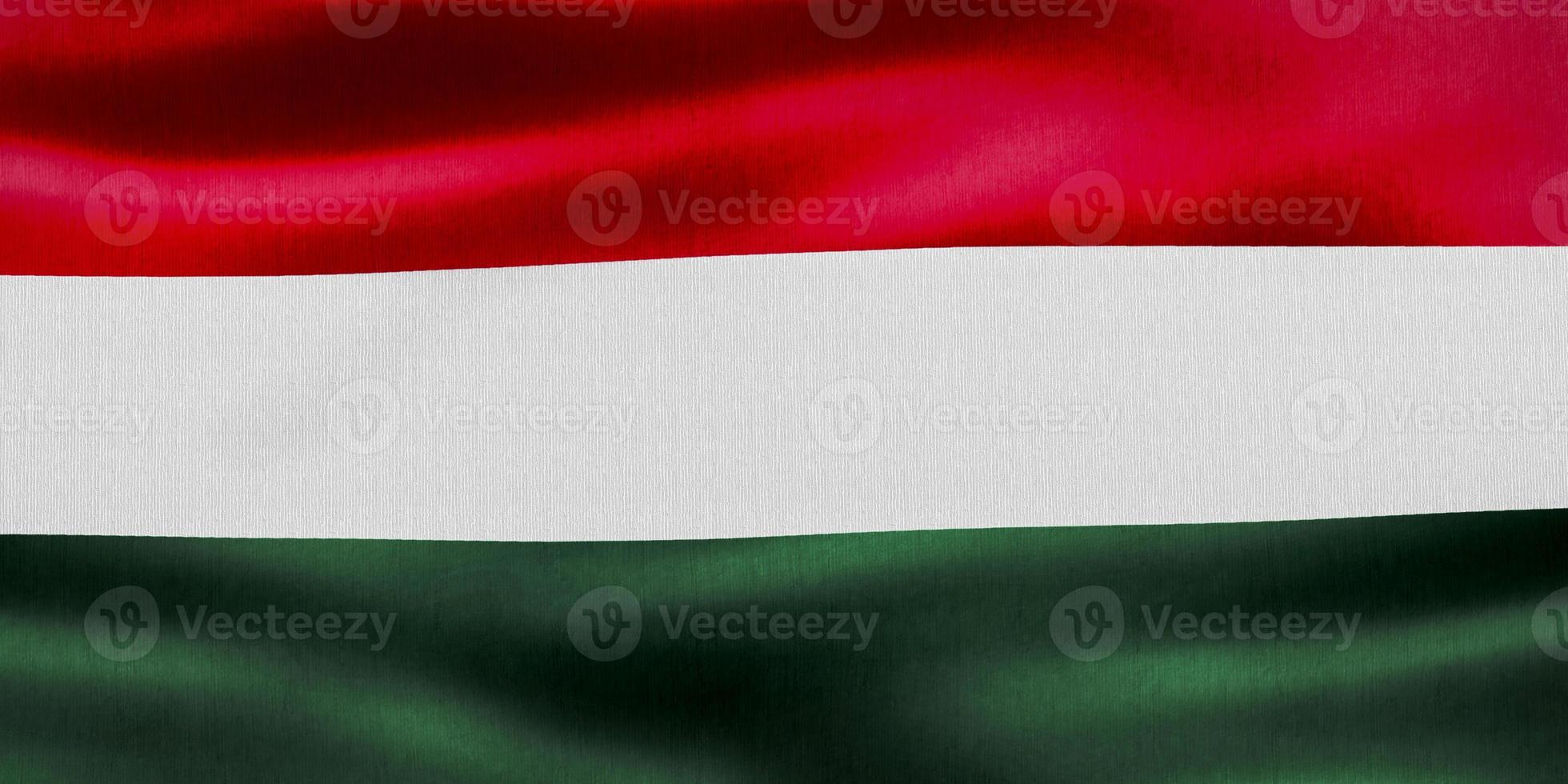 Illustration 3d d'un drapeau hongrois - drapeau en tissu ondulant réaliste photo