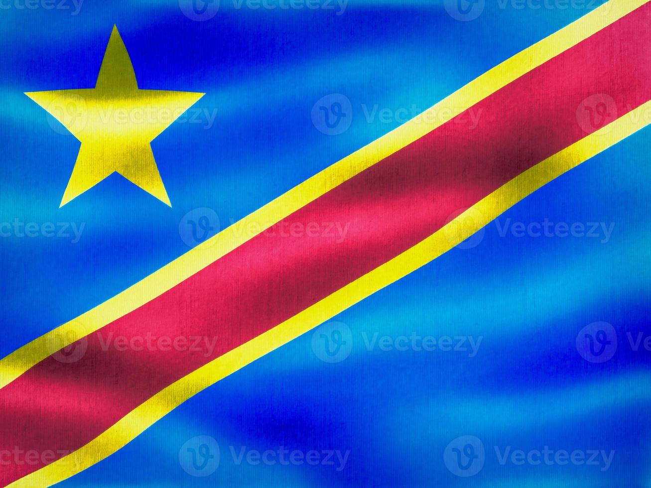 drapeau de la république démocratique du congo - drapeau en tissu ondulant réaliste photo