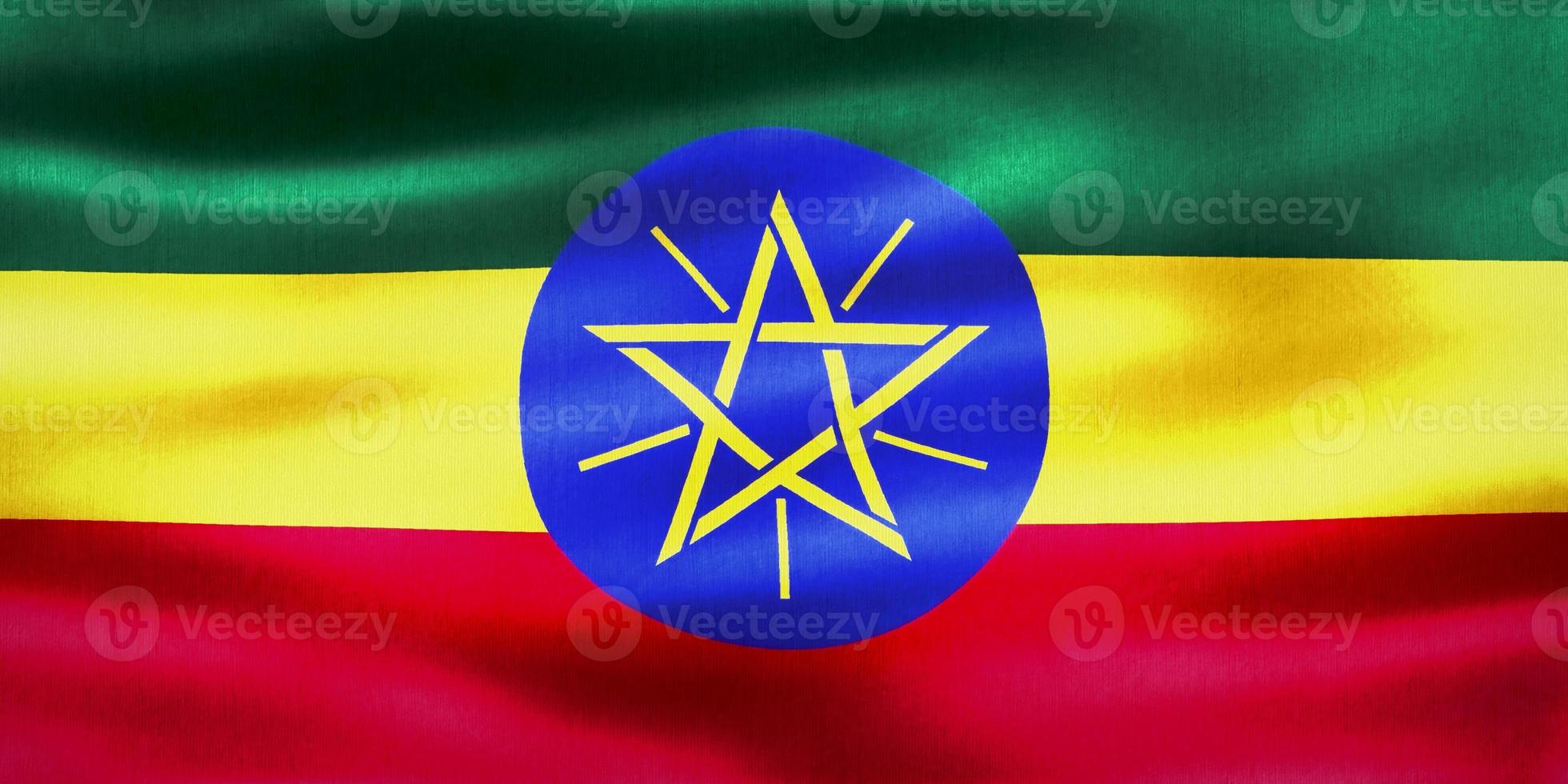 drapeau éthiopien - drapeau en tissu ondulant réaliste photo