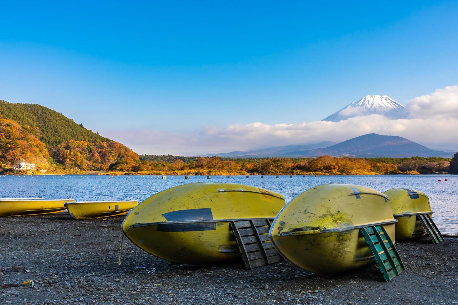 paysage avec des bateaux à mt. Fuji, Japon photo