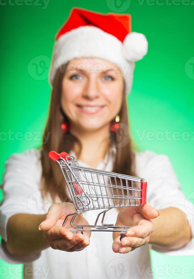 de bonne humeur fille dans une Noël chapeau photo