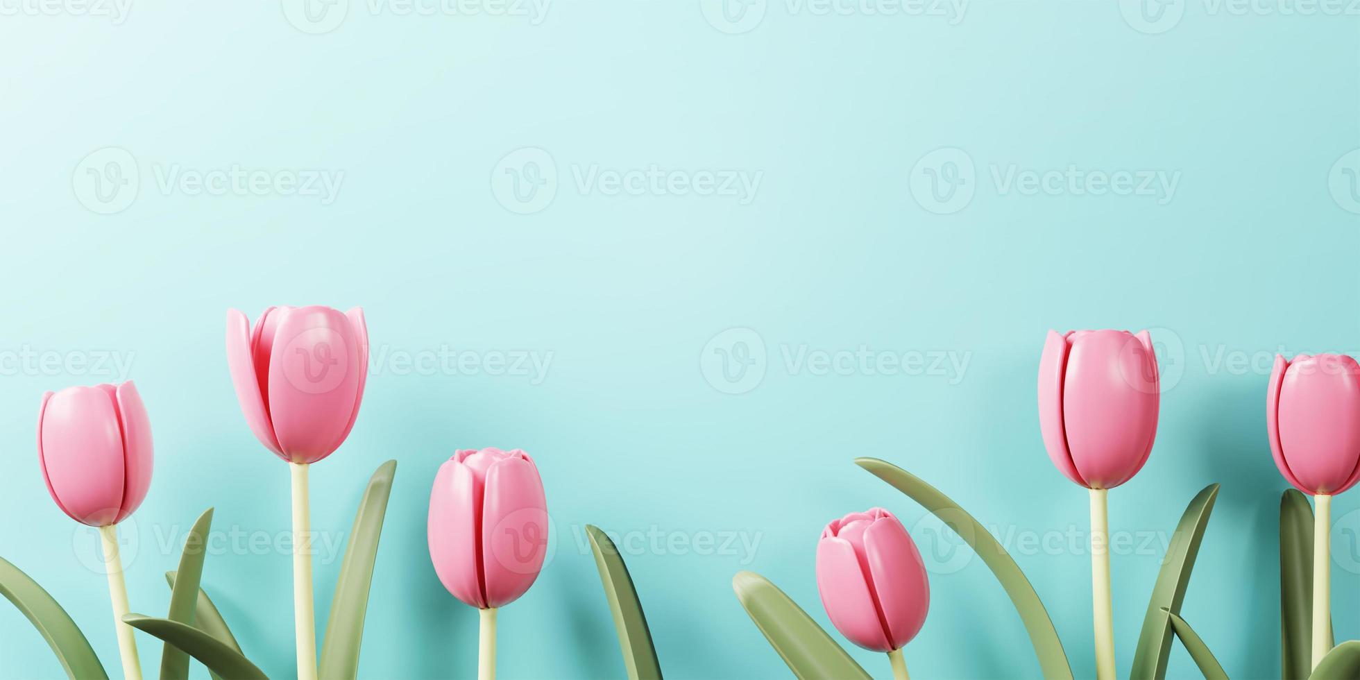 3d le rendu. printemps vente bannière avec magnifique coloré fleur. pouvez être utilisé pour modèle, bannières, fond d'écran, dépliants, invitation, affiches, brochure, bon rabais. photo