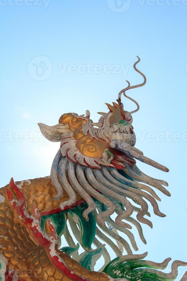 stuc dragon est une chinois sculpture et est une mythique créature cette est populairement construit dans chinois les temples et sanctuaires. il est une délicat art établi par qualifié artisans. photo