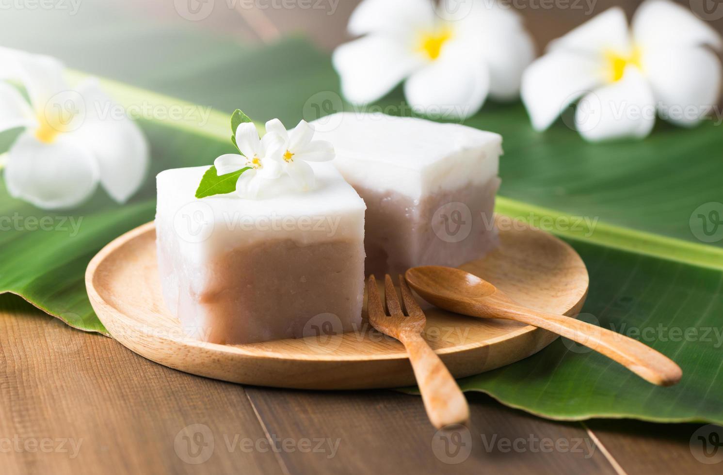 pudding avec noix de coco Garniture, thaïlandais dessert photo